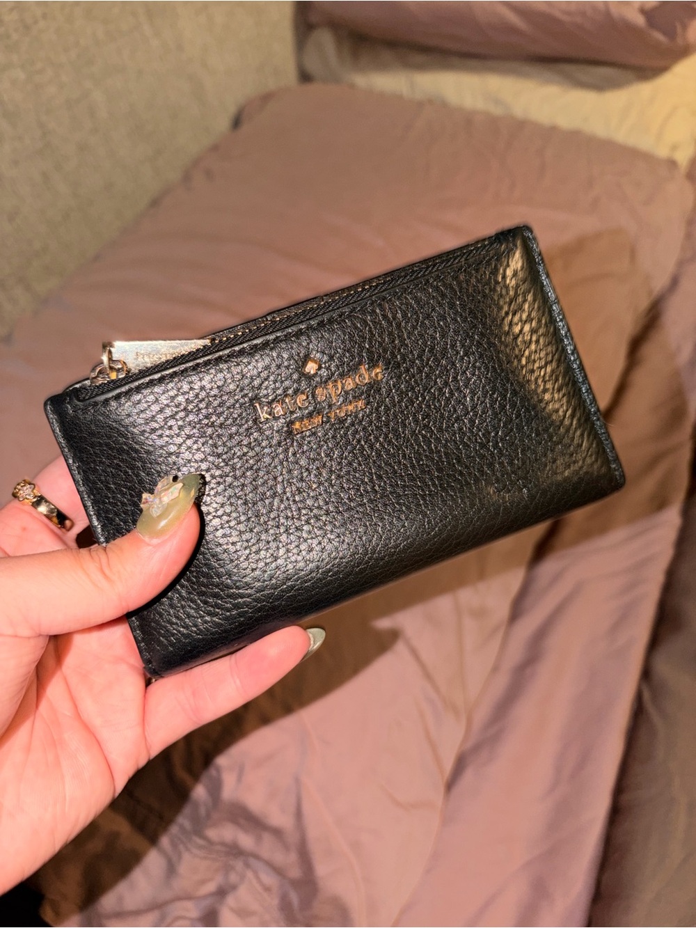 kate spade Black Pebbled Leather Wallet